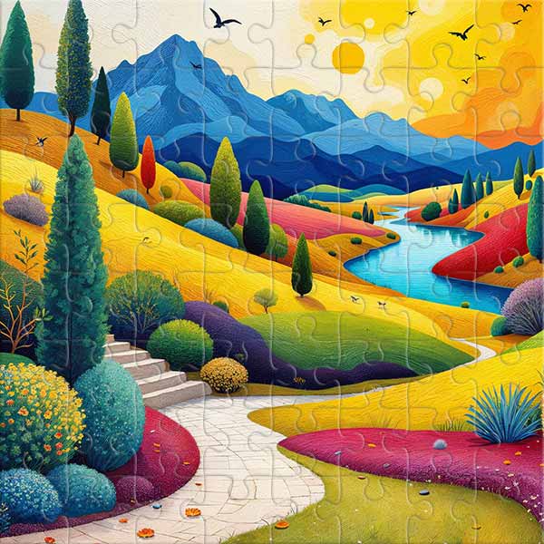 Eine Landschaft aus bunten Träumen Puzzle