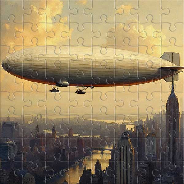 Zeppelin über der alten Metropole Puzzle