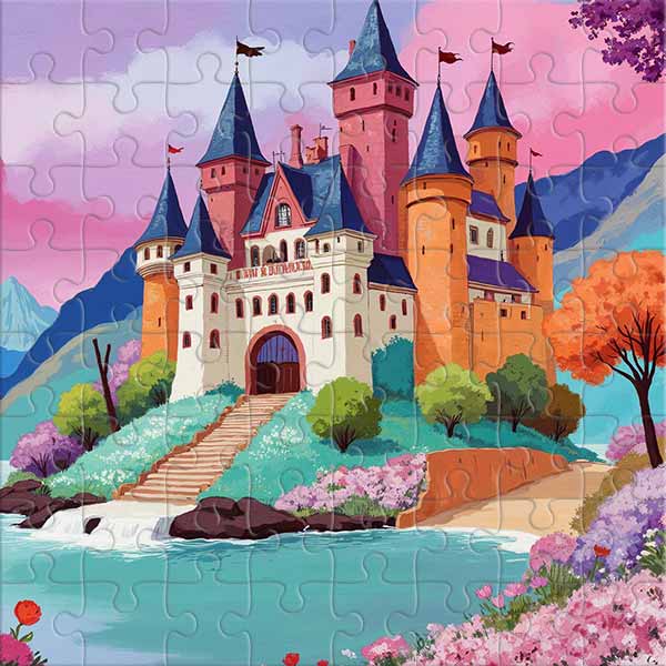 Verzaubertes Schloss im Frühlings-Tal Puzzle