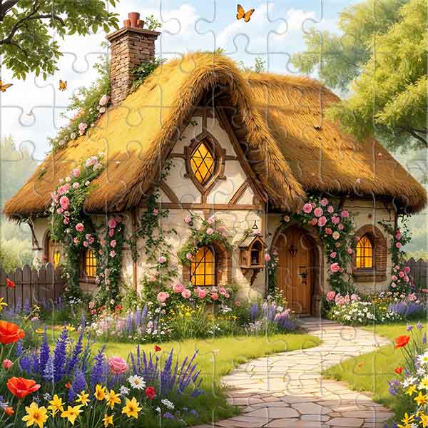 Märchenhäuschen im zauberhaften Garten Puzzle