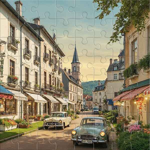 Charme rétro d’une rue citadine Puzzle