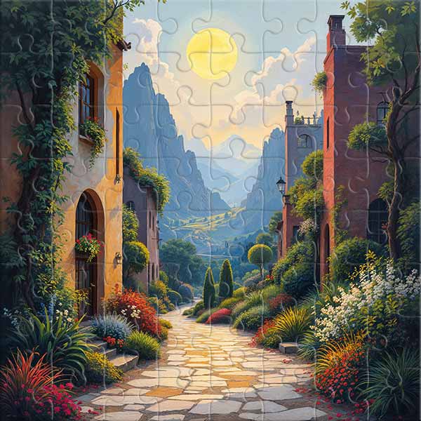 Wenn die Sonne die Berge berührt Puzzle