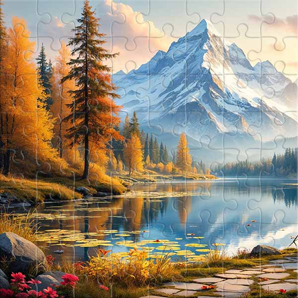 Herbstsee in den Bergen Puzzle