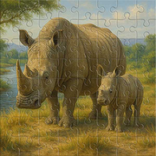 Weißes Nashorn Puzzle