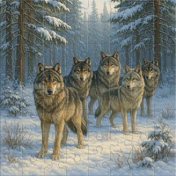 Wölfe im Winterwald Puzzle